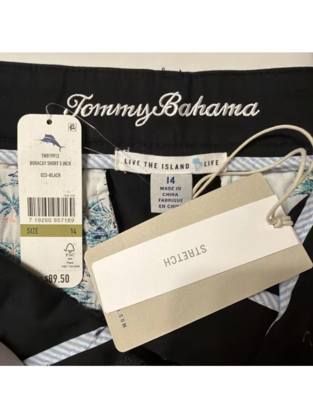Tommy Bahama Women's Size 14 Black Boracay 5" Chino Shorts Stretch Cotton - Picture 4 of 6
